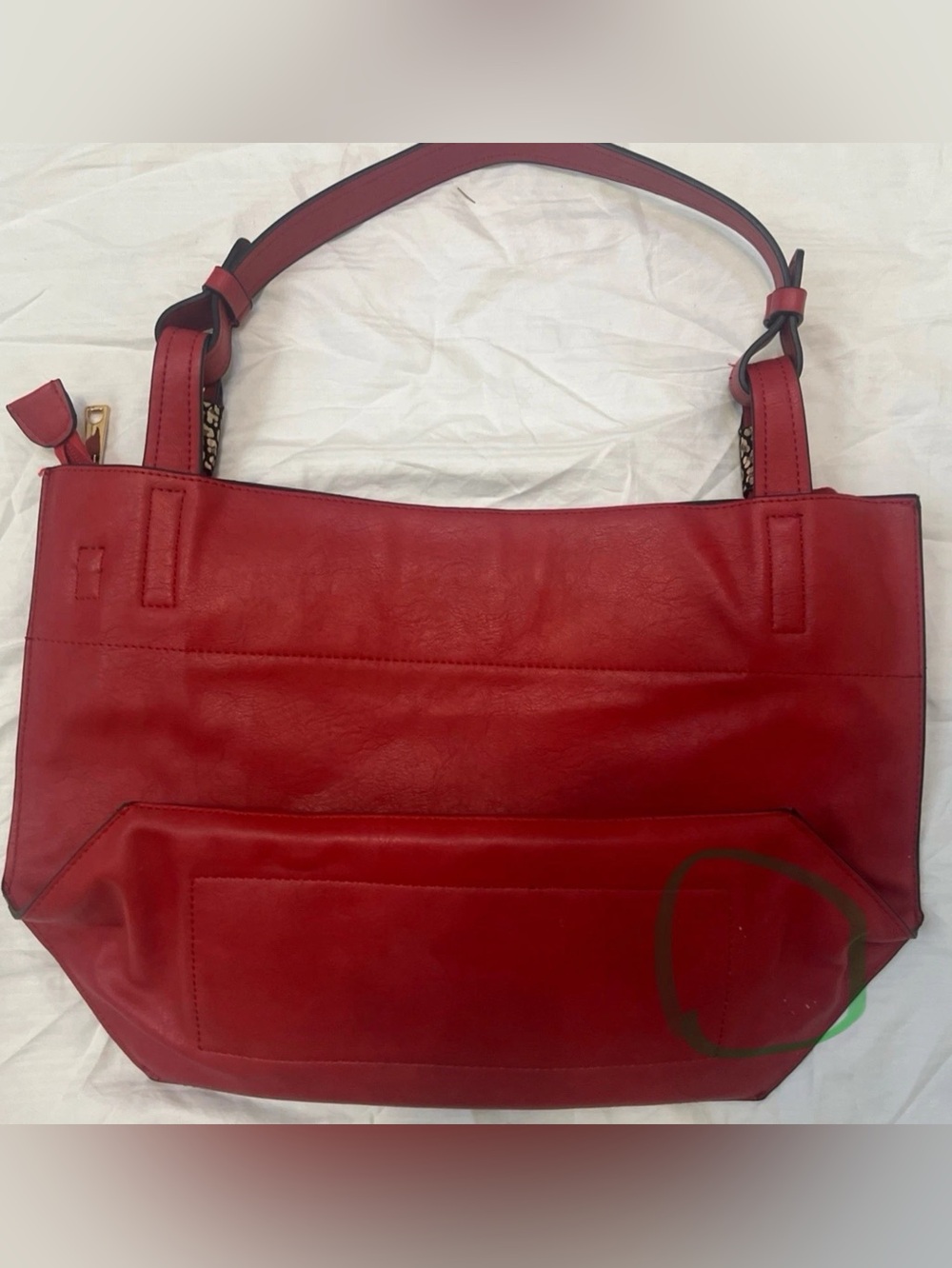 Frank Lyman Design Red Leather Tassel Shoulder Bag with Gold Accents - Picture 12 of 13